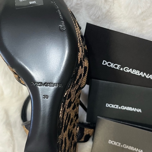 Dolce & Gabbana Leopard Print Heels in Black and Tan - Picture 3 of 7